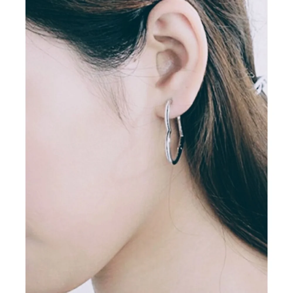NEW Heart Hoop Earrings, Rhodium‎ Plated 925 Silver